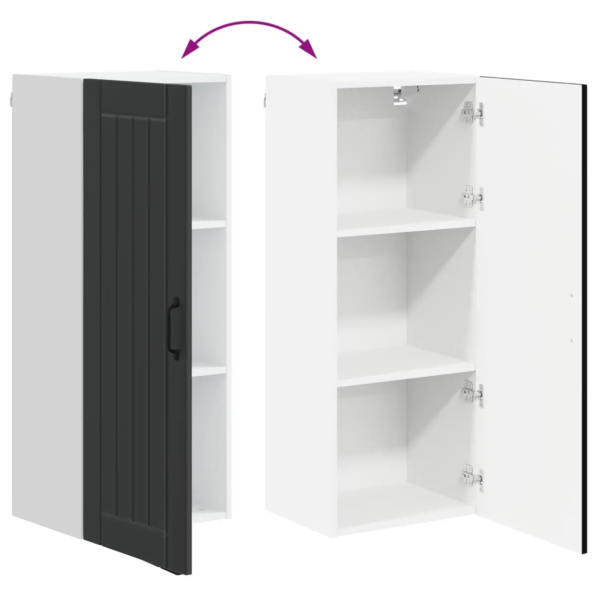 Wall Cabinet Kitchen Storage Dishwasher Panel Black 40 x 31 x 100 cm Engineered