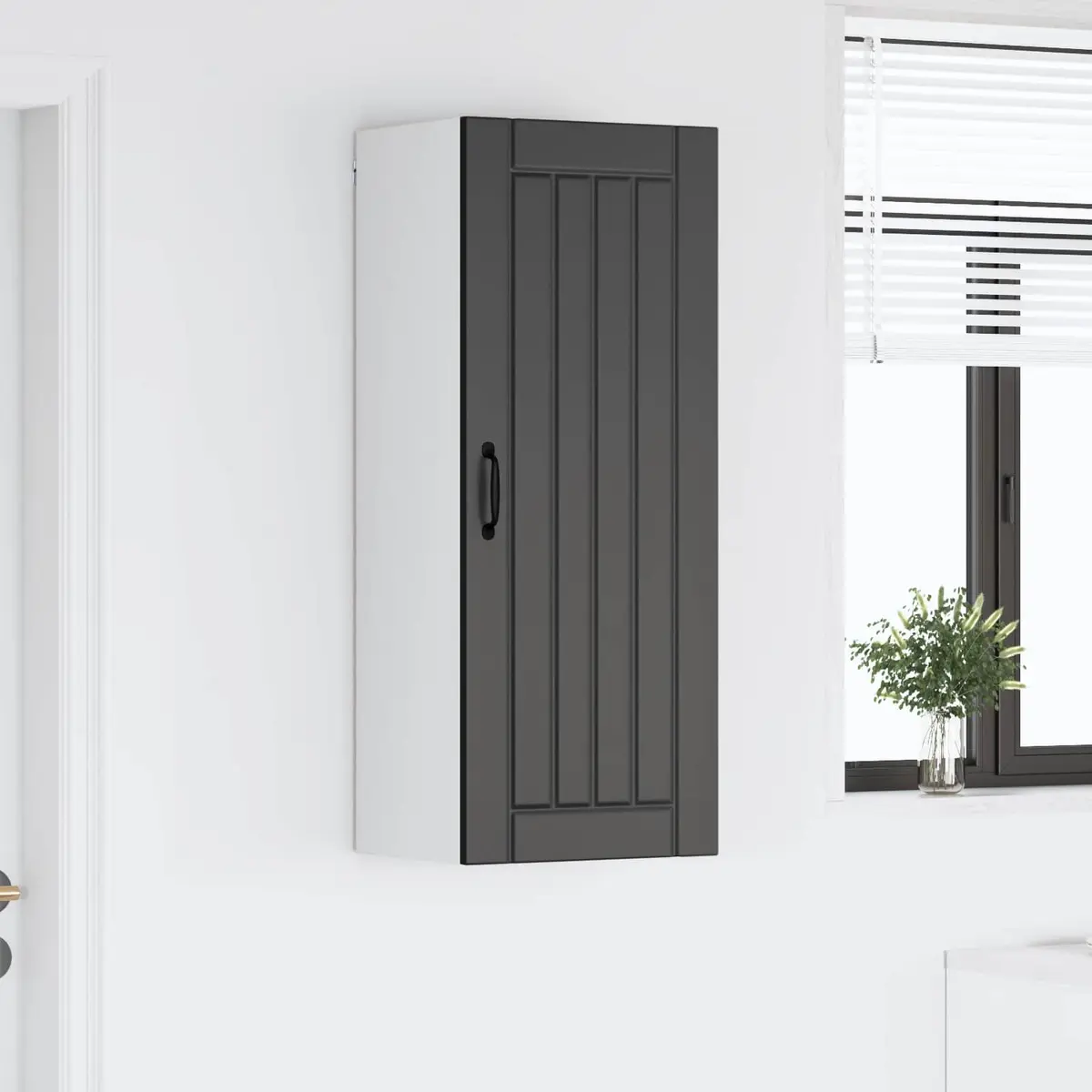 Wall Cabinet Kitchen Storage Dishwasher Panel Black 40 x 31 x 100 cm Engineered