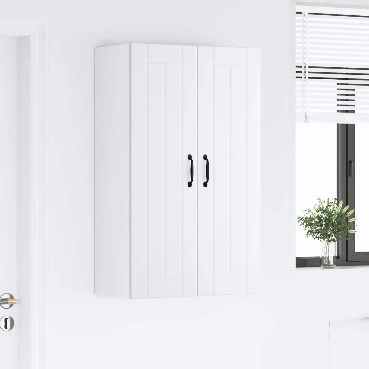 Wall Cabinet Kitchen Storage Engineered Wood White 60x31x100cm Modern Furniture