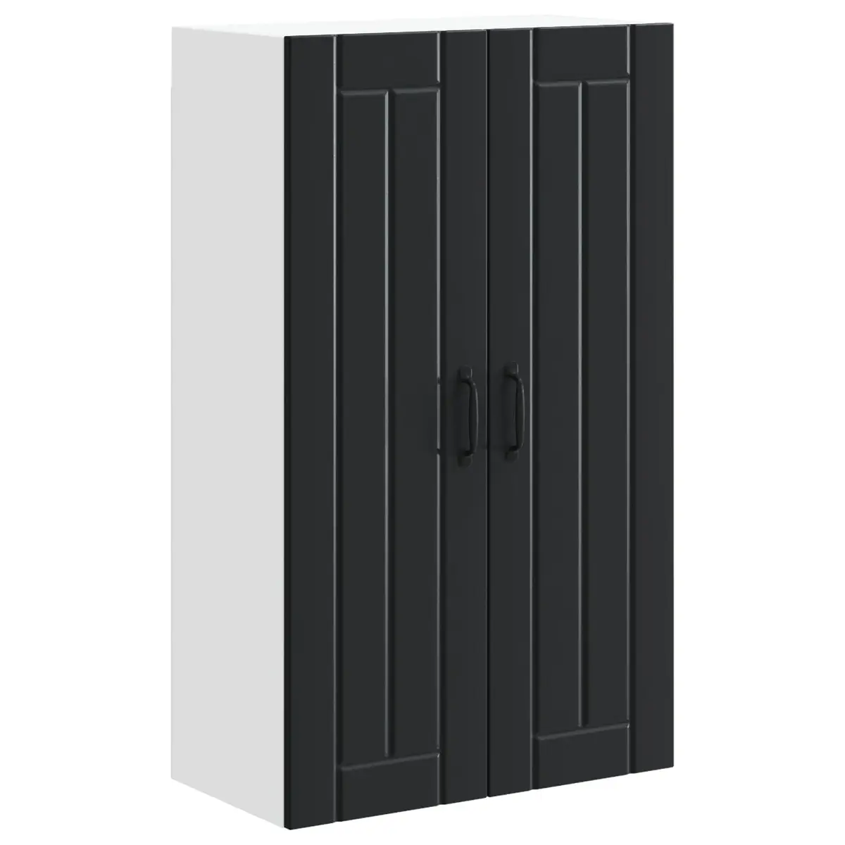 Wall Cabinet Kitchen Storage Engineered Wood Black Rectangular Modern Furniture