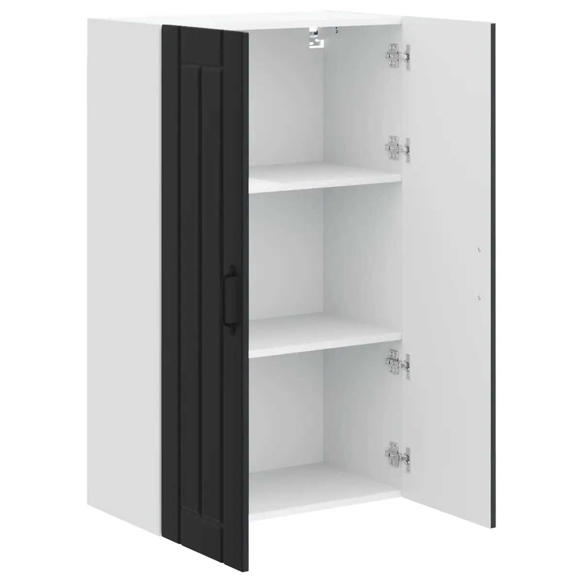 Wall Cabinet Kitchen Storage Engineered Wood Black Rectangular Modern Furniture