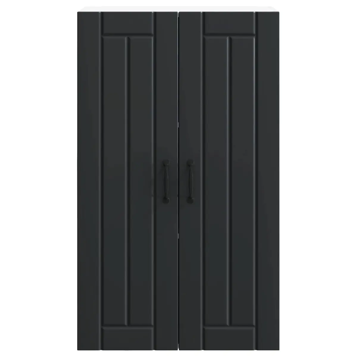 Wall Cabinet Kitchen Storage Engineered Wood Black Rectangular Modern Furniture