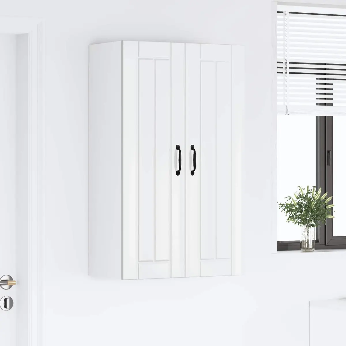 High Gloss White Wall Cabinet for Kitchen Use