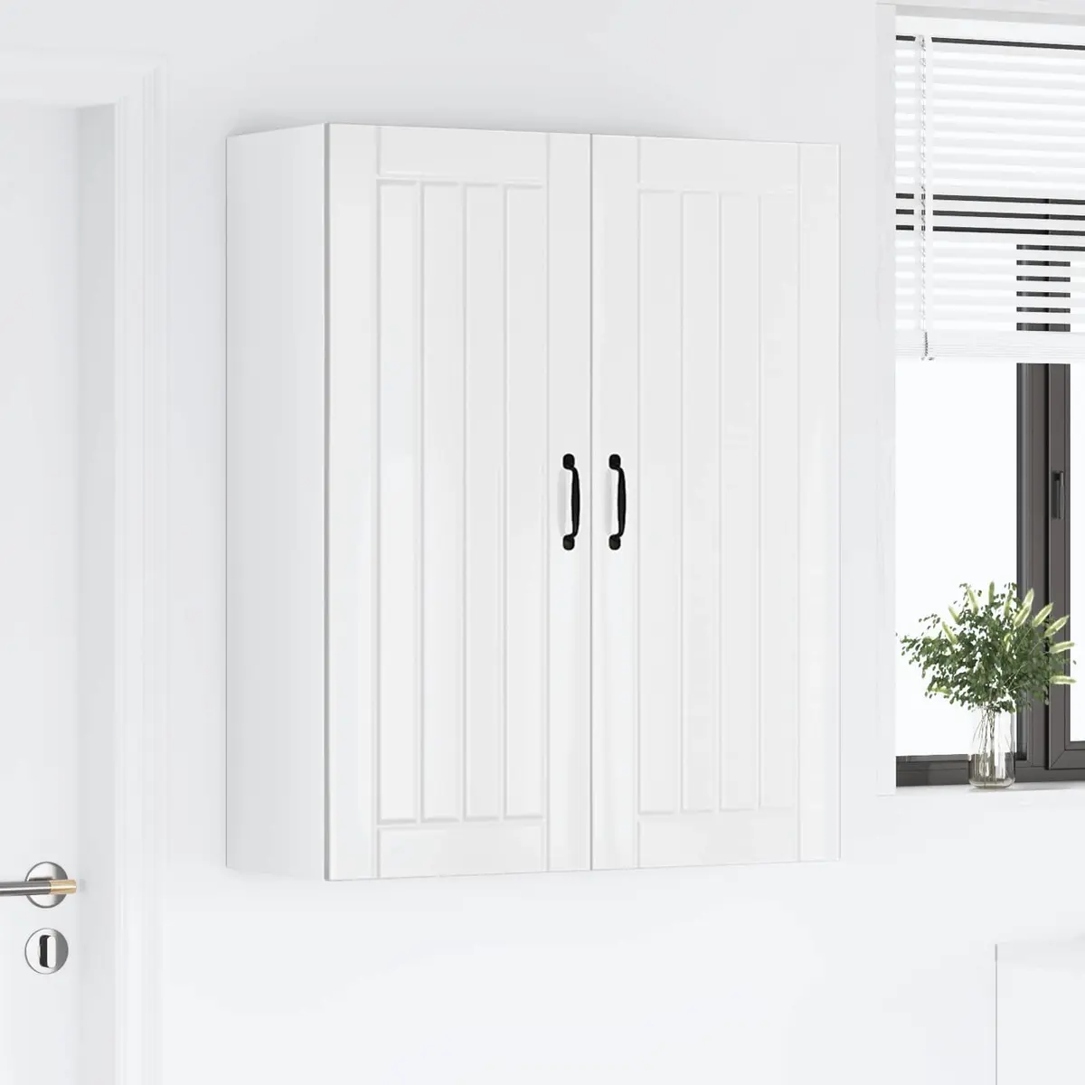Wall Cabinet Engineered Wood Rectangular High Gloss White 80cm x 31cm x 100cm
