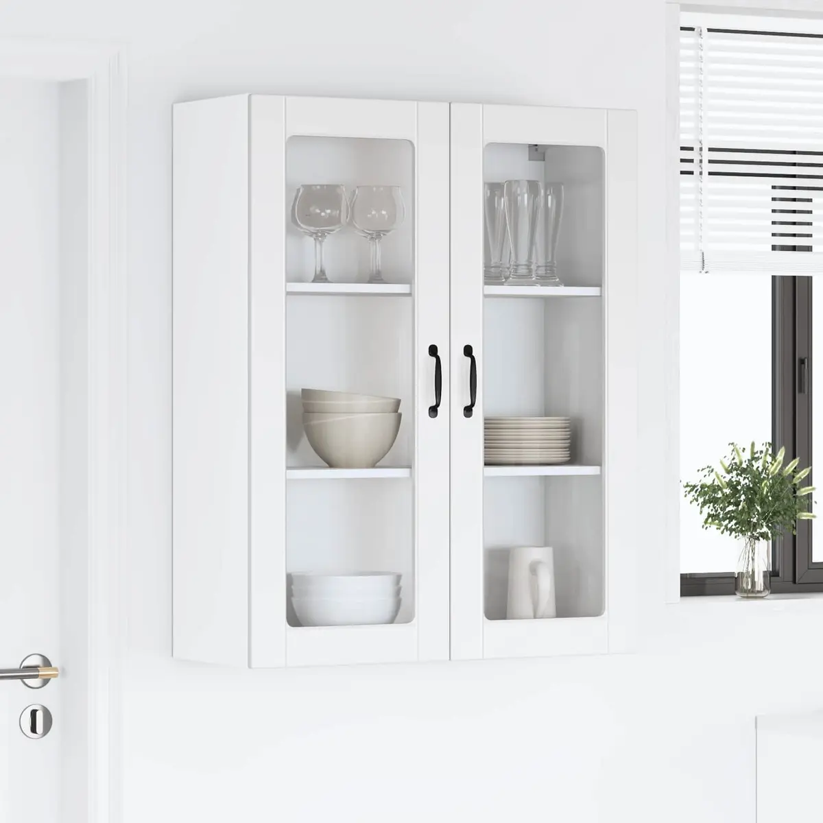 Wall Glass Cabinet Engineered Wood 80 x 31 x 100 cm White