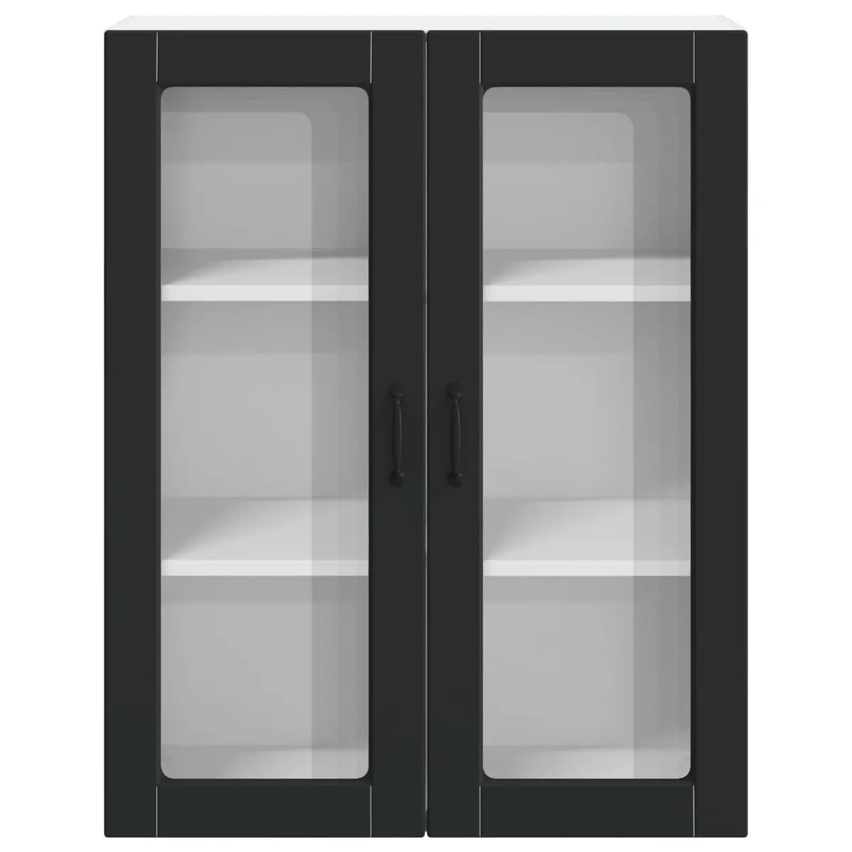 Wall Cabinet Glass Black Engineered Wood 80x31x100cm Contemporary Kitchen Storage