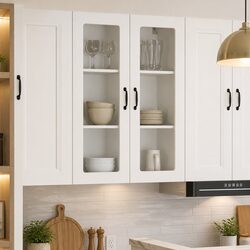 Practical Wall Glass Cabinet for Everyday Kitchen Use