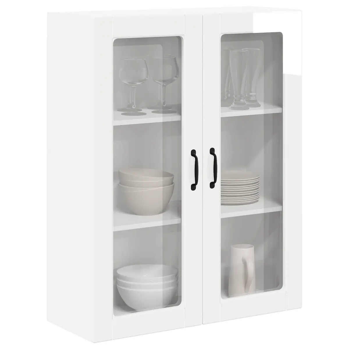 Wall Glass Cabinet Engineered Wood 80x31x100cm High Gloss White