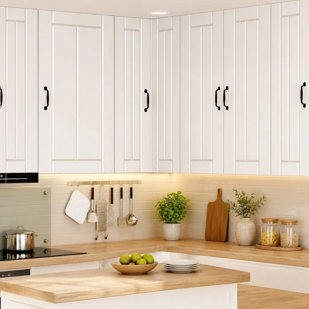 White Corner Cabinet for Kitchen Use