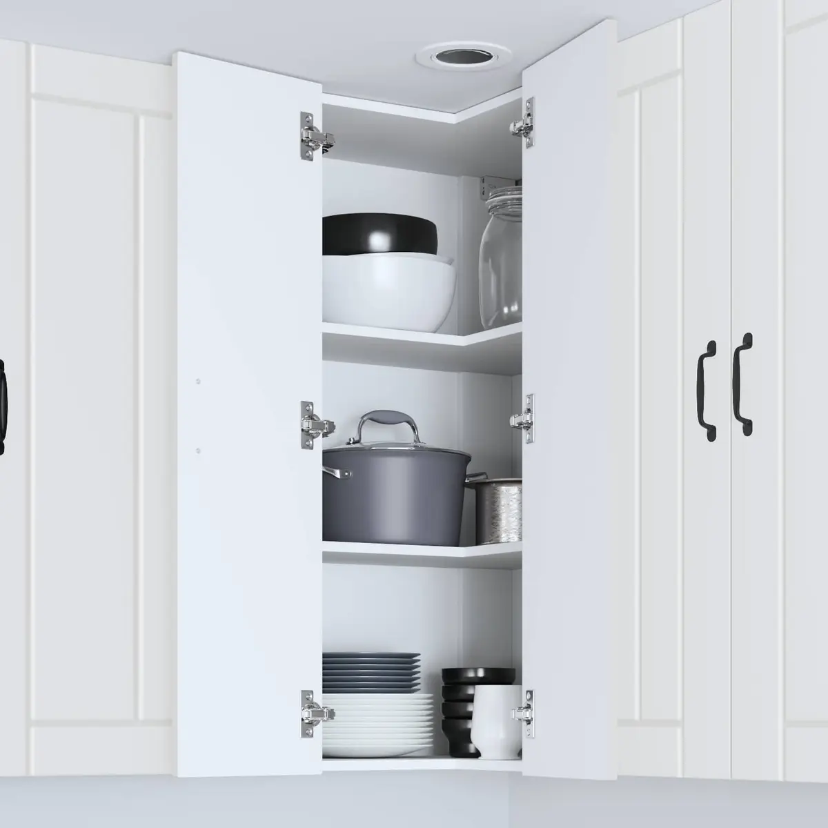 White Corner Cabinet for Kitchen Use
