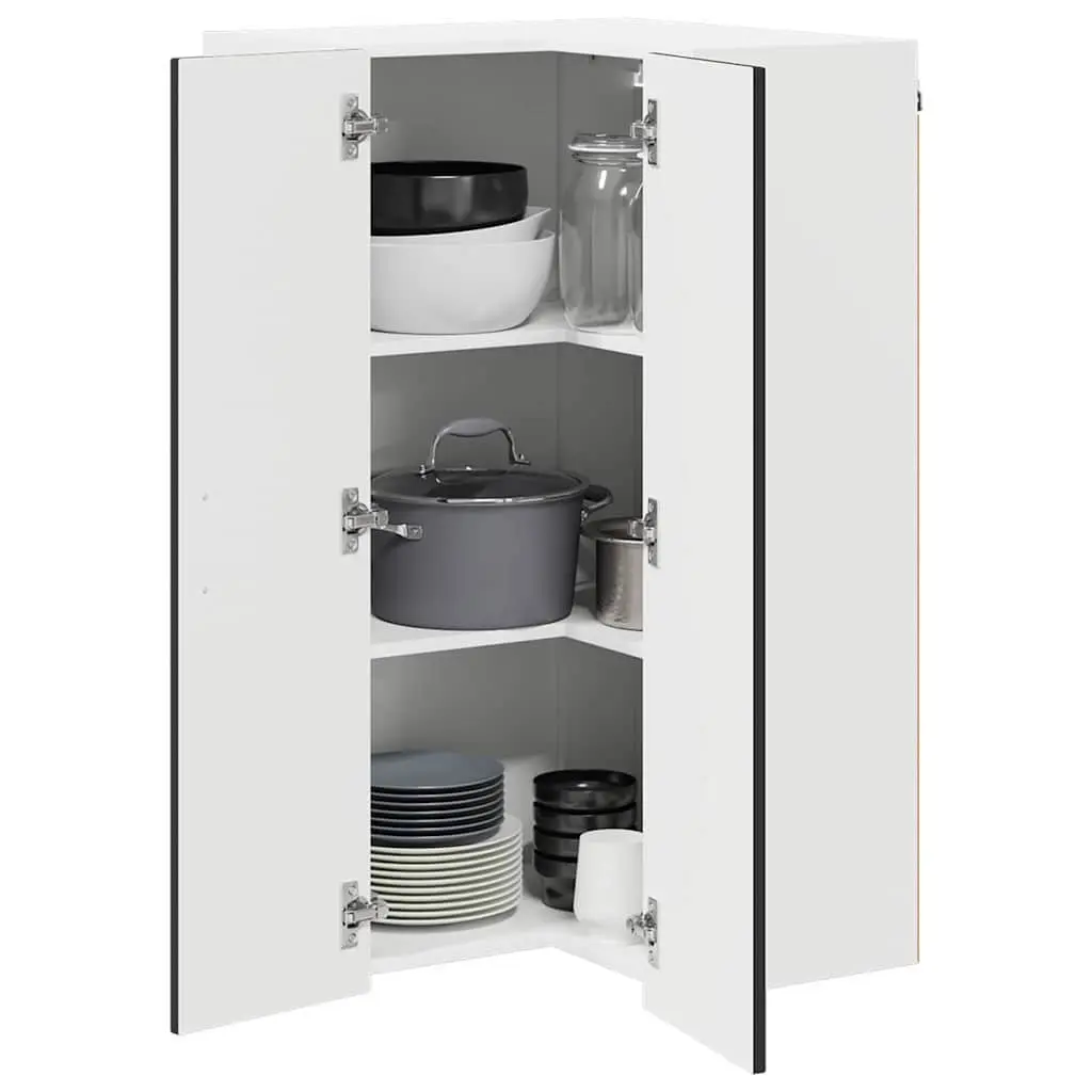 Wall Corner Kitchen Cabinet Engineered Wood 57x57x100cm Black Modern