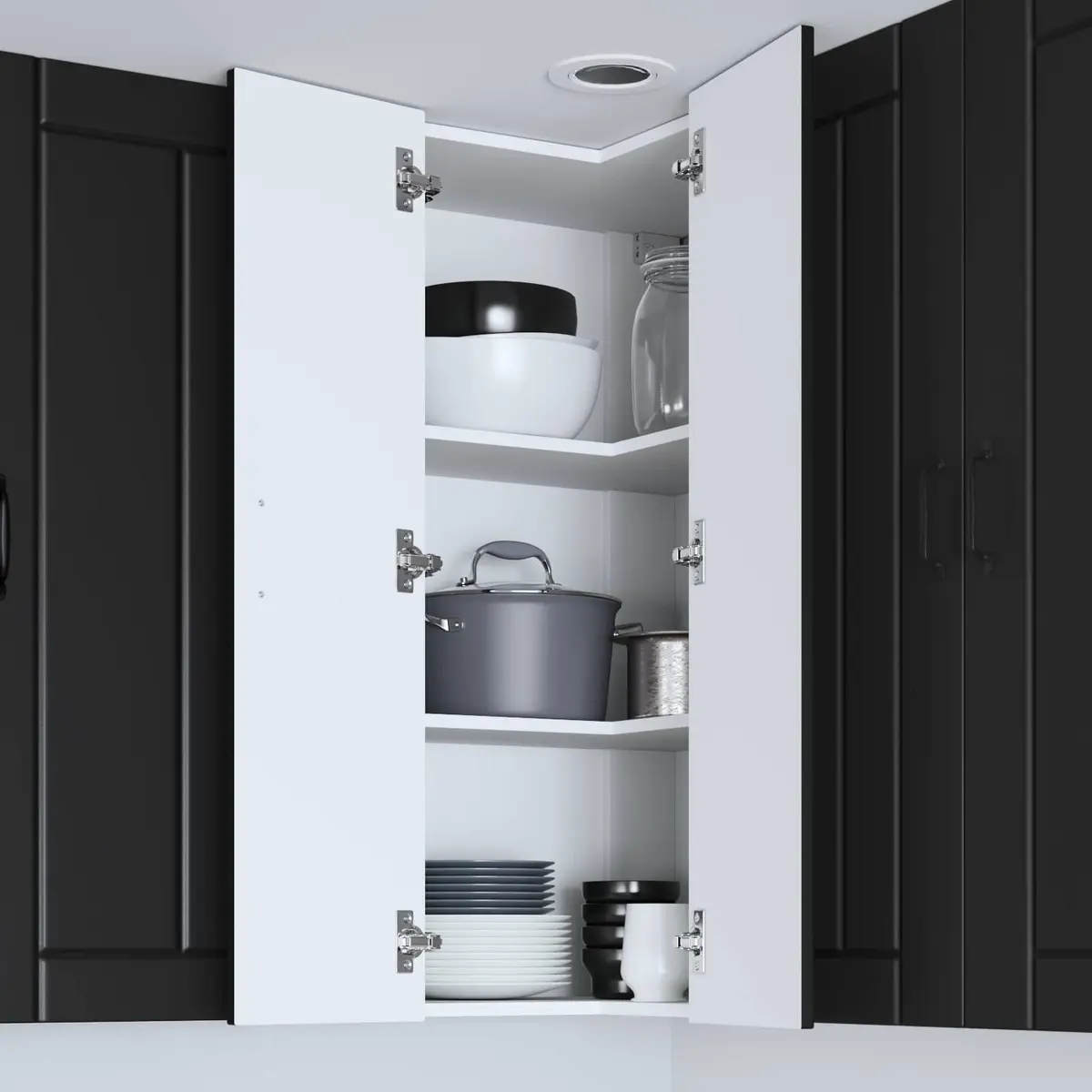 Wall Corner Kitchen Cabinet Engineered Wood 57x57x100cm Black Modern