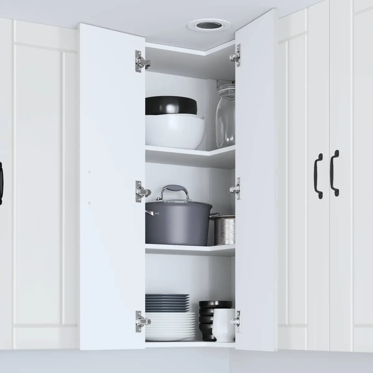 Wall Corner Cabinet Kitchen Storage Engineered Wood High Gloss White 57x57x100cm