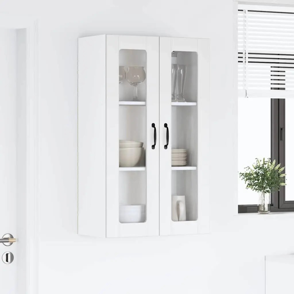 Wall Glass Cabinet White 60x31x100cm Kitchen Storage Engineered Wood Display