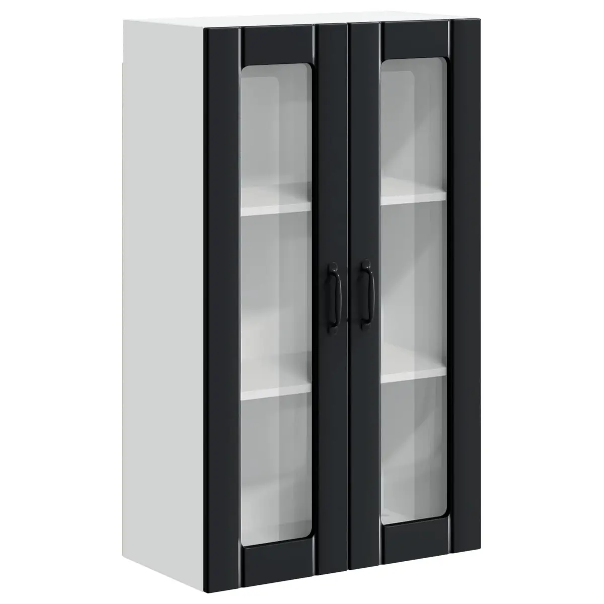 Wall Glass Cabinet Engineered Wood 60x31x100cm Black Modern