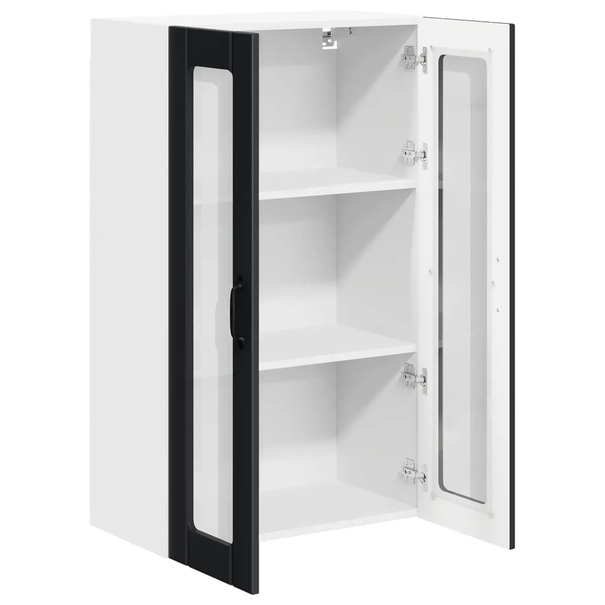 Wall Glass Cabinet Engineered Wood 60x31x100cm Black Modern