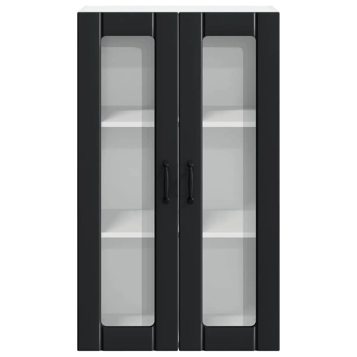 Wall Glass Cabinet Engineered Wood 60x31x100cm Black Modern