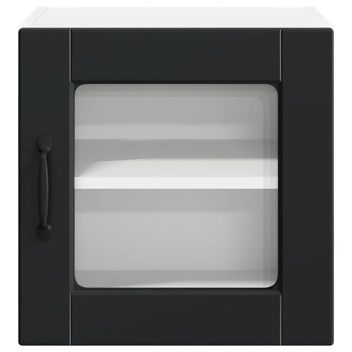 Wall Glass Cabinet PORTO Black Kitchen Storage Engineered Wood 40x31x40cm