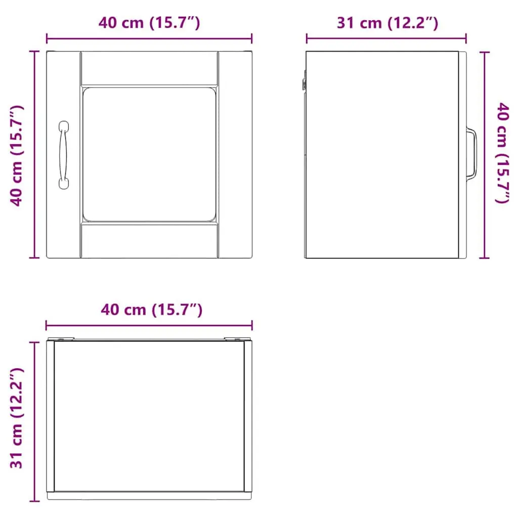 Wall Glass Cabinet Engineered Wood 40x31x40cm High Gloss White