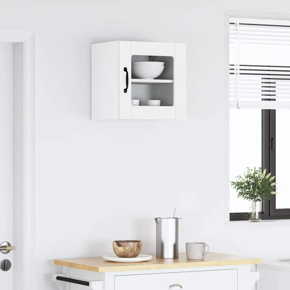 Wall Glass Cabinet Engineered Wood 40x31x40cm High Gloss White