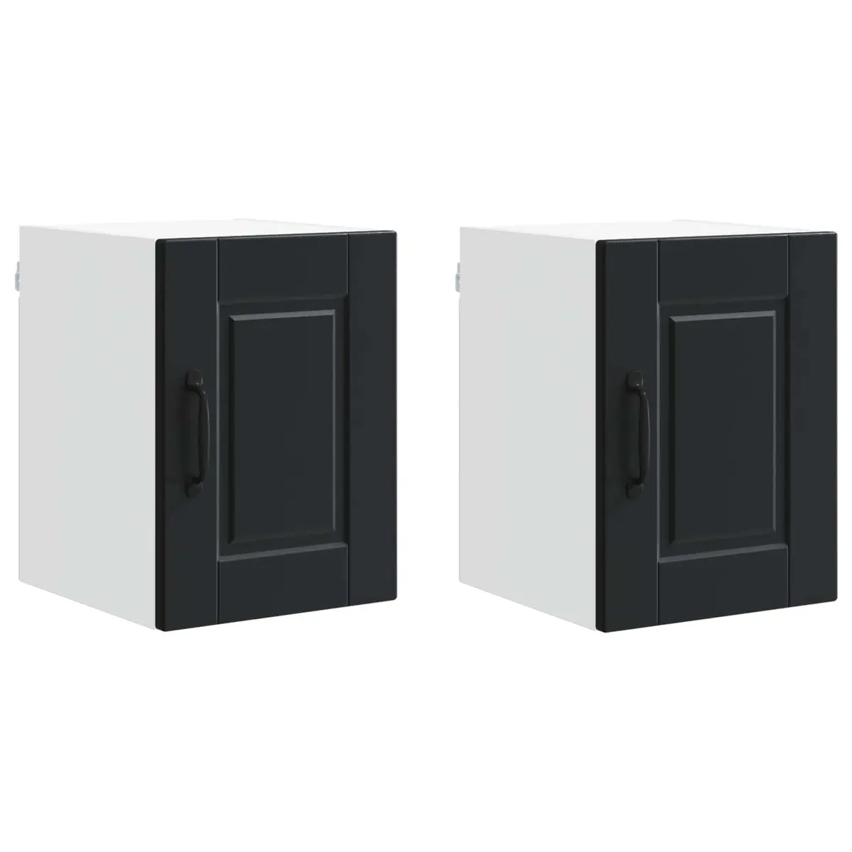 Wall Mounted Cabinet Black Engineered Wood 30cm x 31cm x 40cm Set of 2 Kitchen Storage Units