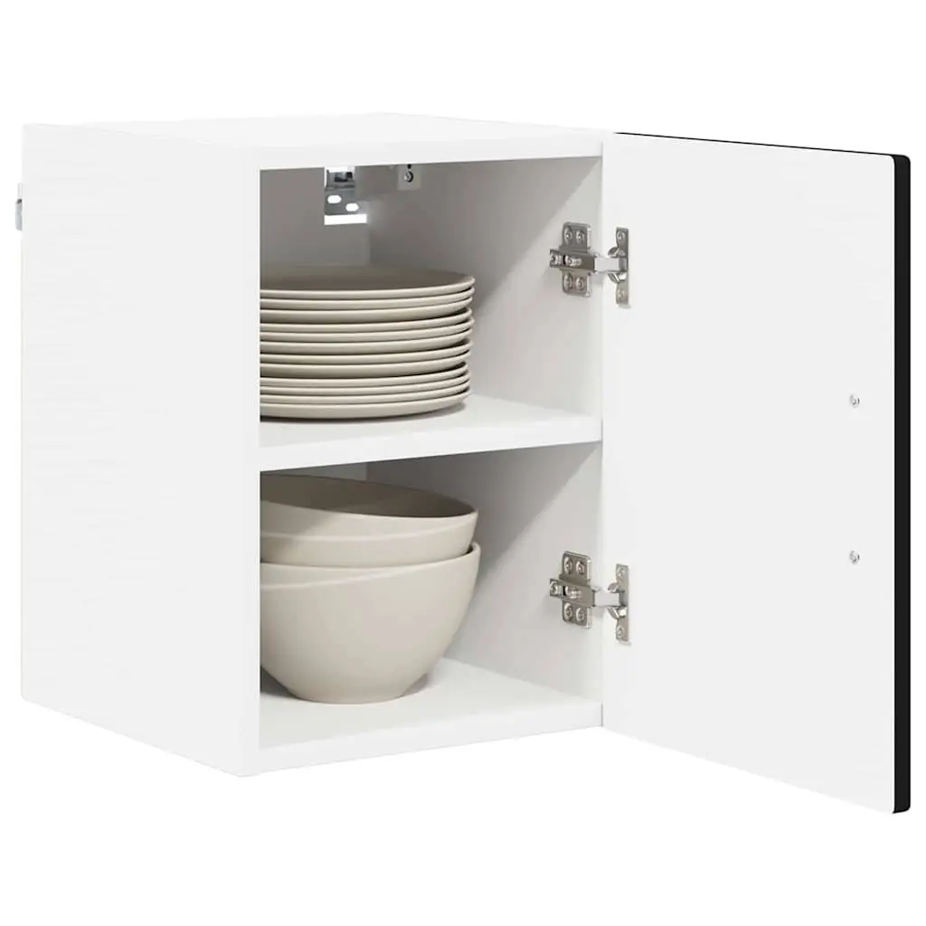 Wall Mounted Cabinet Black Engineered Wood 30cm x 31cm x 40cm Set of 2 Kitchen Storage Units