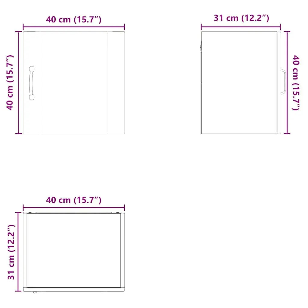 Kitchen Storage Wall Cabinet Black Engineered Wood with Shelves 40x31x40cm