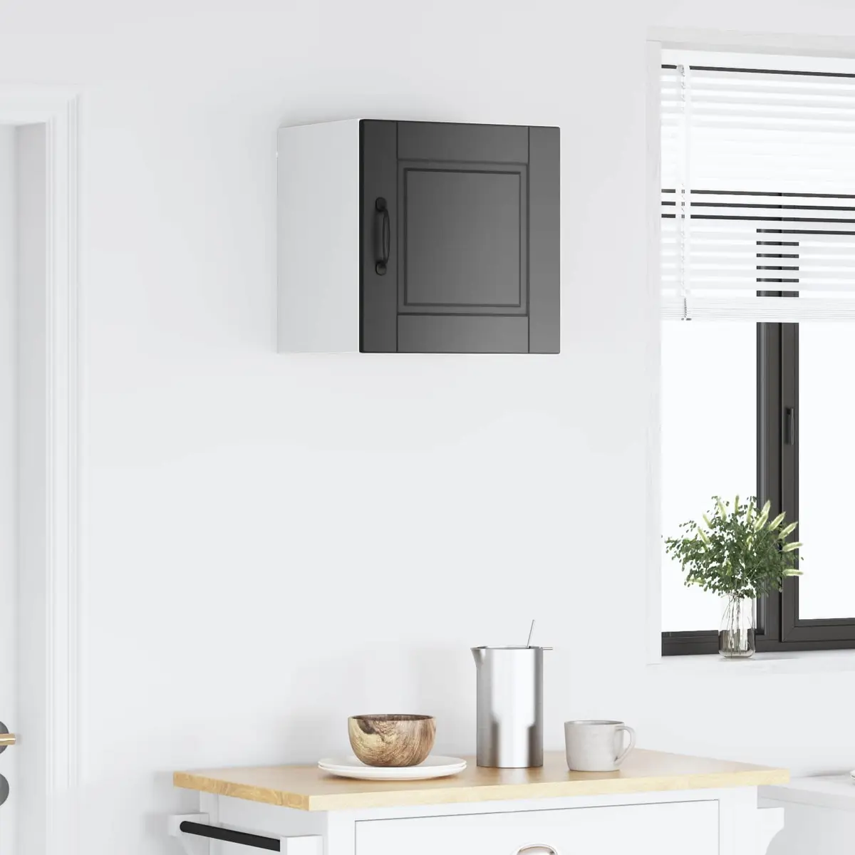 Kitchen Storage Wall Cabinet Black Engineered Wood with Shelves 40x31x40cm