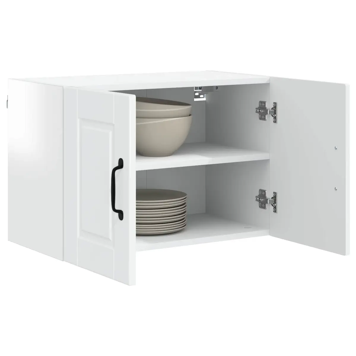 Wall Mounted Kitchen Cabinet Engineered Wood 60 x 31 x 40 cm High Gloss White Contemporary Storage Shelves