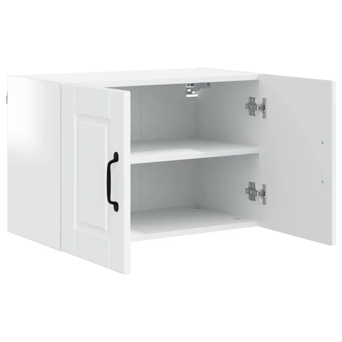 Wall Mounted Kitchen Cabinet Engineered Wood 60 x 31 x 40 cm High Gloss White Contemporary Storage Shelves