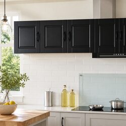 Functional Black Wall Cabinet for Your Indoor Kitchen 80x31x40cm