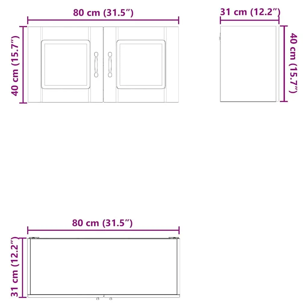 Wall Cabinet Engineered Wood 80x31x40cm Black Mounted Shelf