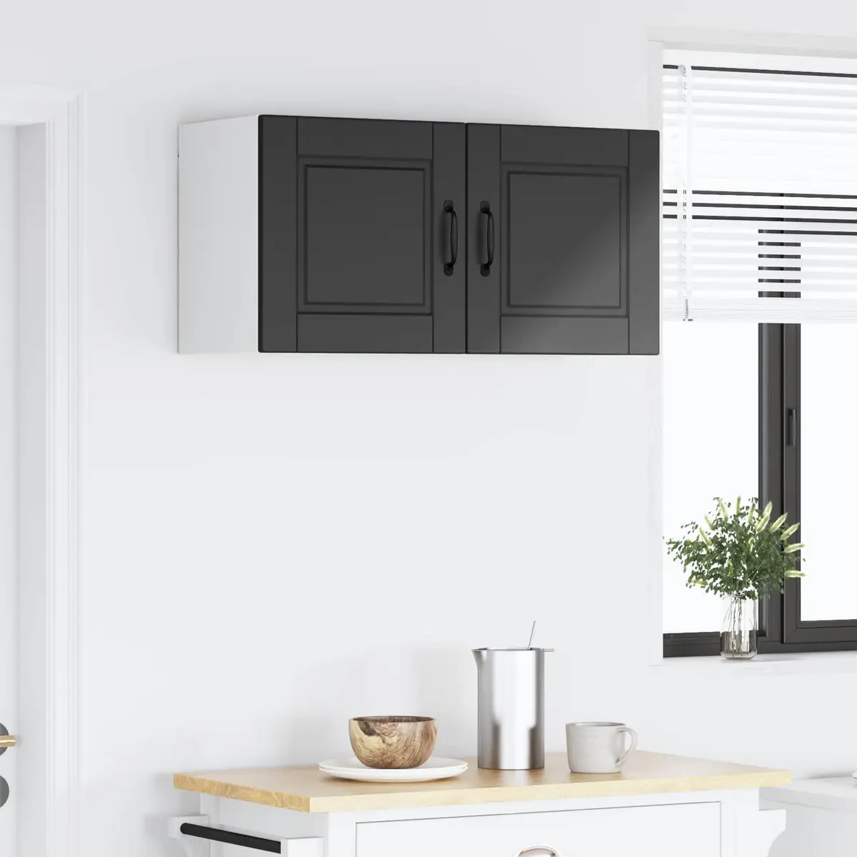 Wall Cabinet Engineered Wood 80x31x40cm Black Mounted Shelf