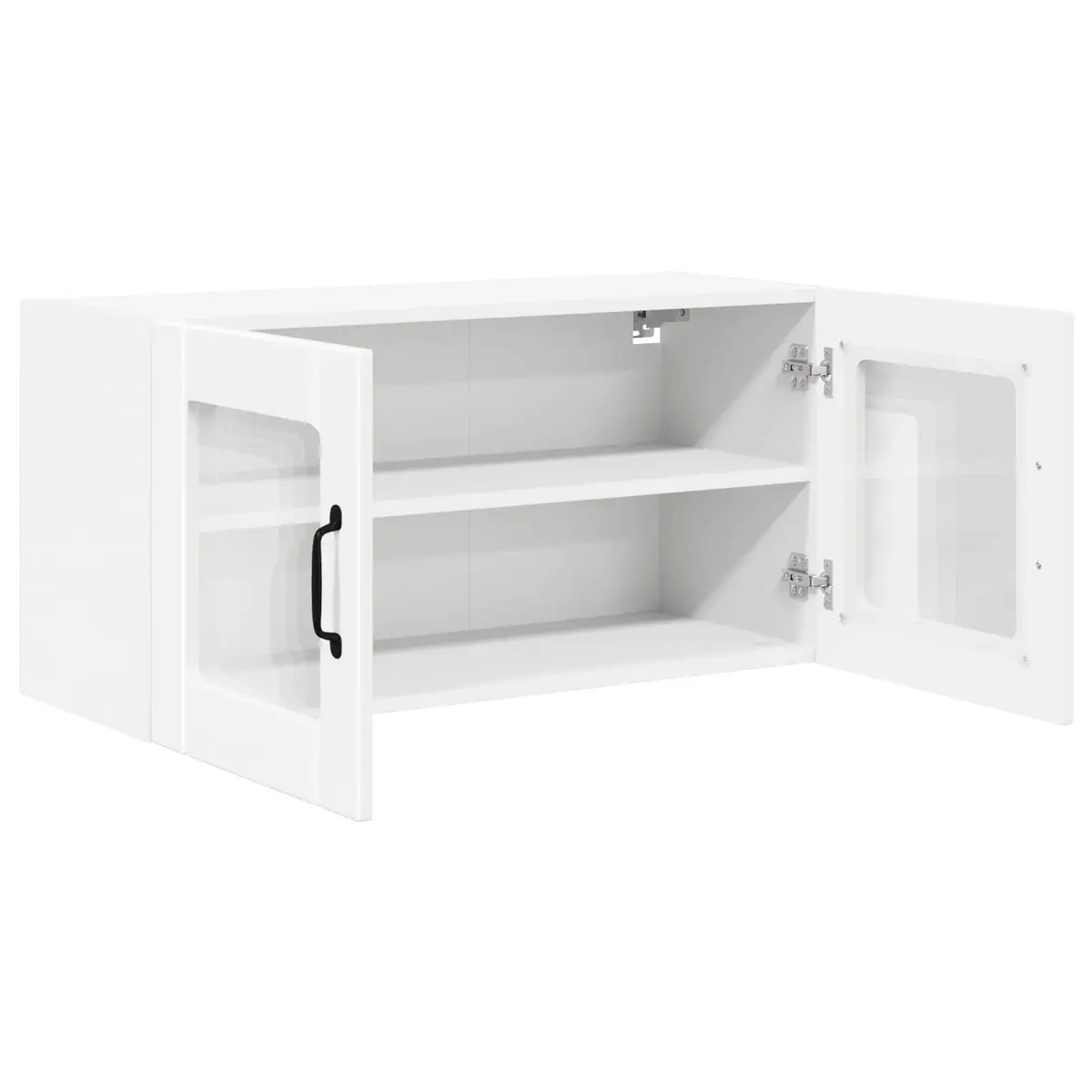 Wall Glass Cabinet Storage Unit Kitchen Organiser White 80x31x40cm Shelves