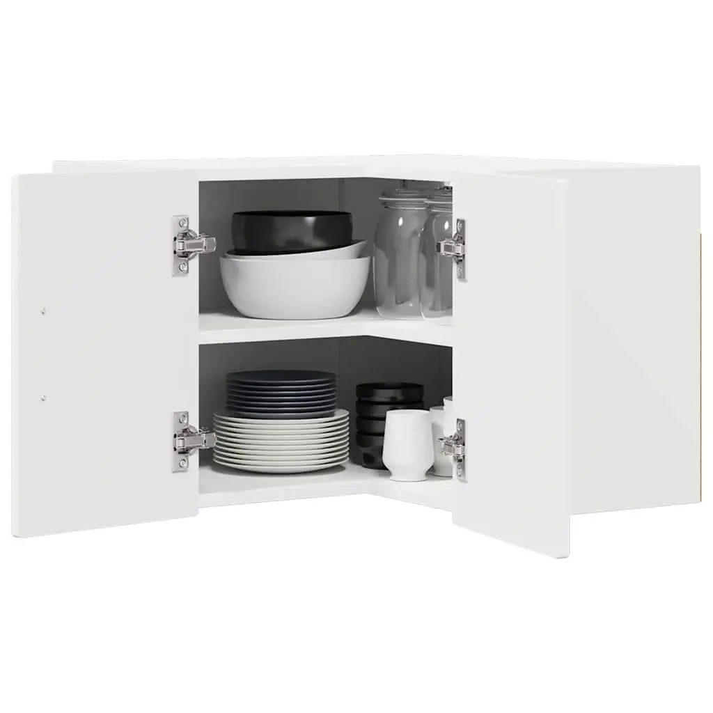 Wall Corner Cabinet Kitchen Storage White Wooden Organizer Shelves Compartments