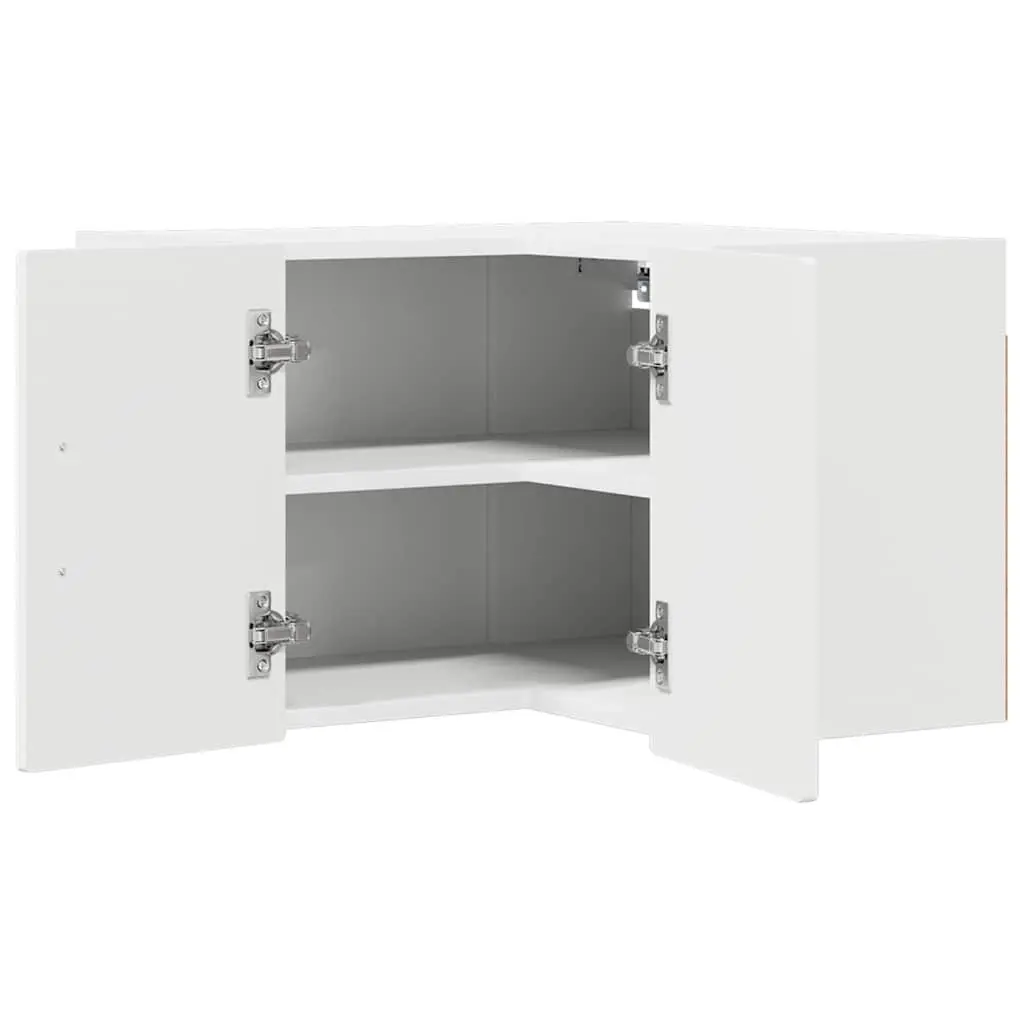 Wall Corner Cabinet Kitchen Storage White Wooden Organizer Shelves Compartments