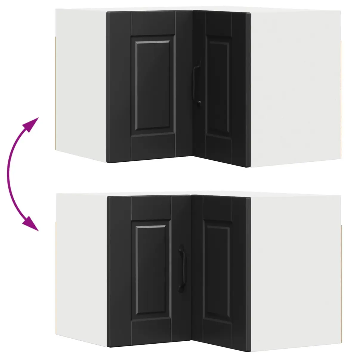 Wall Corner Kitchen Cabinet Black Storage Shelves Engineered Wood 57x57x40cm