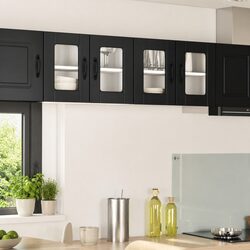 Practical Black Wall Glass Cabinet 60x31x40cm for Your Kitchen