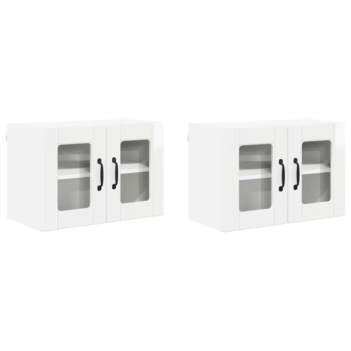 High Gloss White Wall Mounted Kitchen Storage Cabinet Engineered Wood 2 Piece