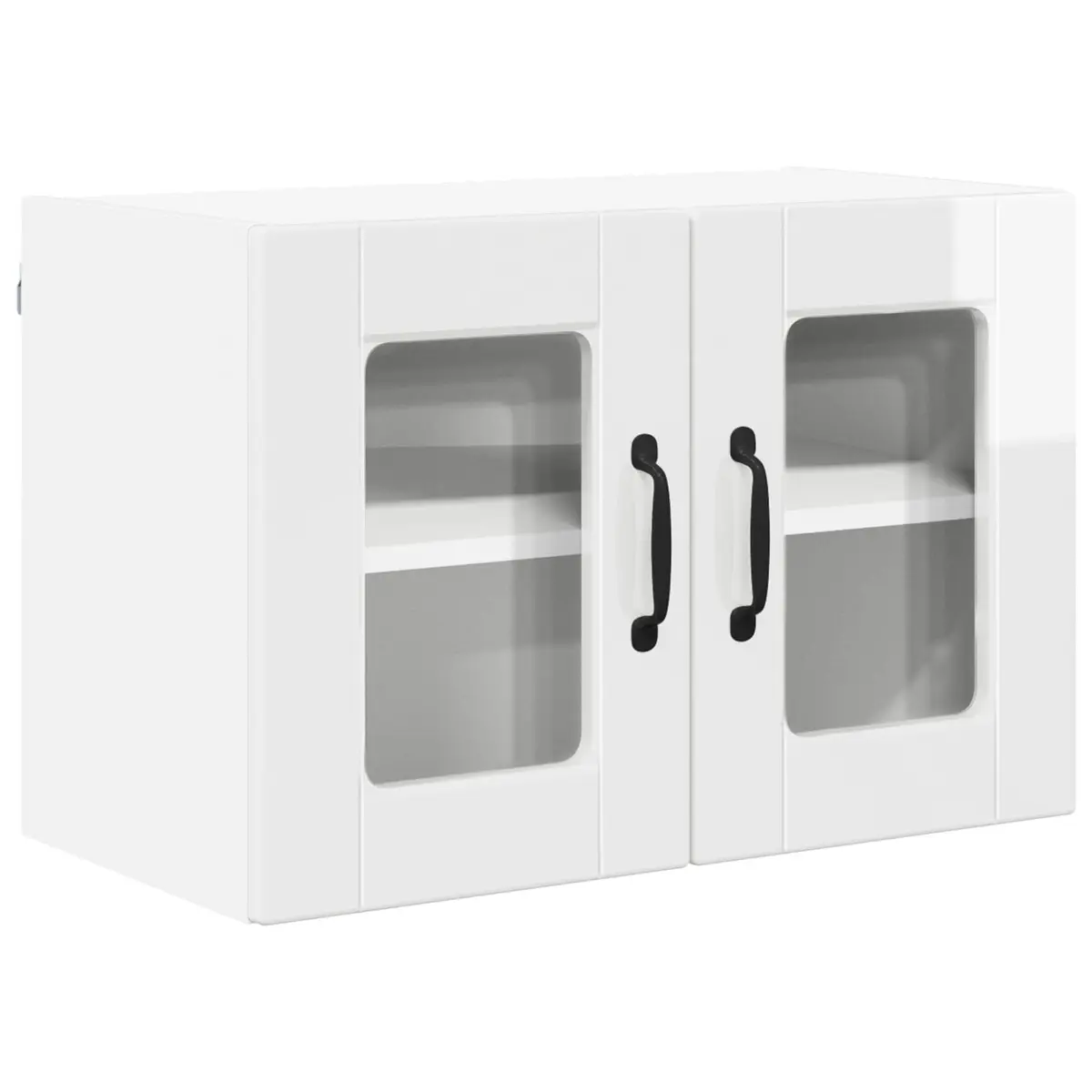 High Gloss White Wall Mounted Kitchen Storage Cabinet Engineered Wood 2 Piece
