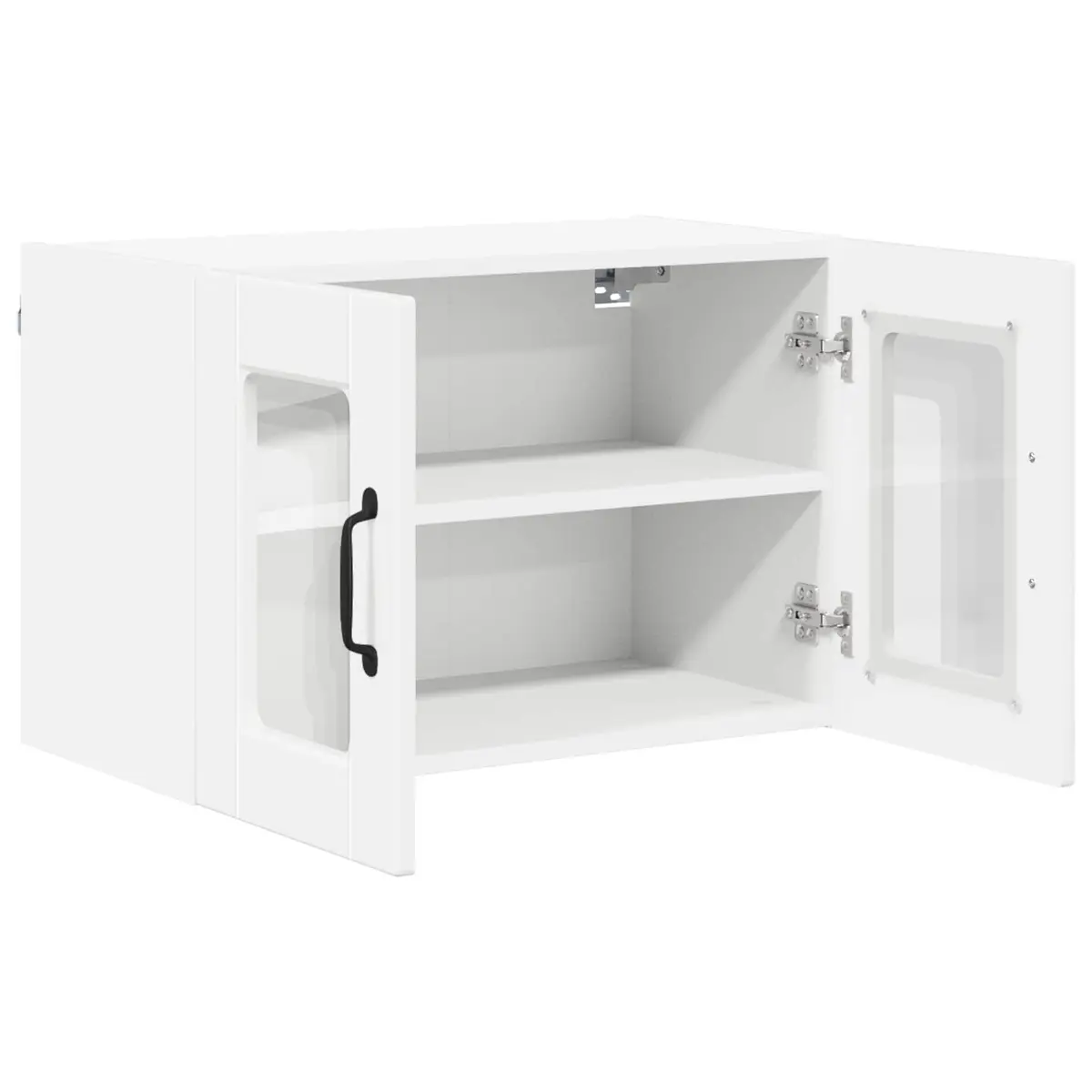 High Gloss White Wall Mounted Kitchen Storage Cabinet Engineered Wood 2 Piece