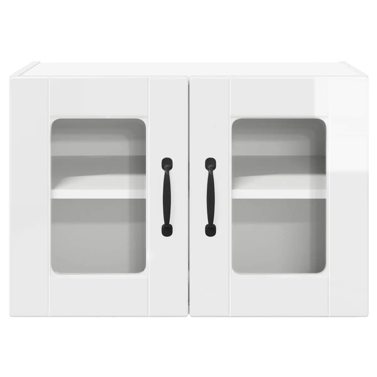 High Gloss White Wall Mounted Kitchen Storage Cabinet Engineered Wood 2 Piece
