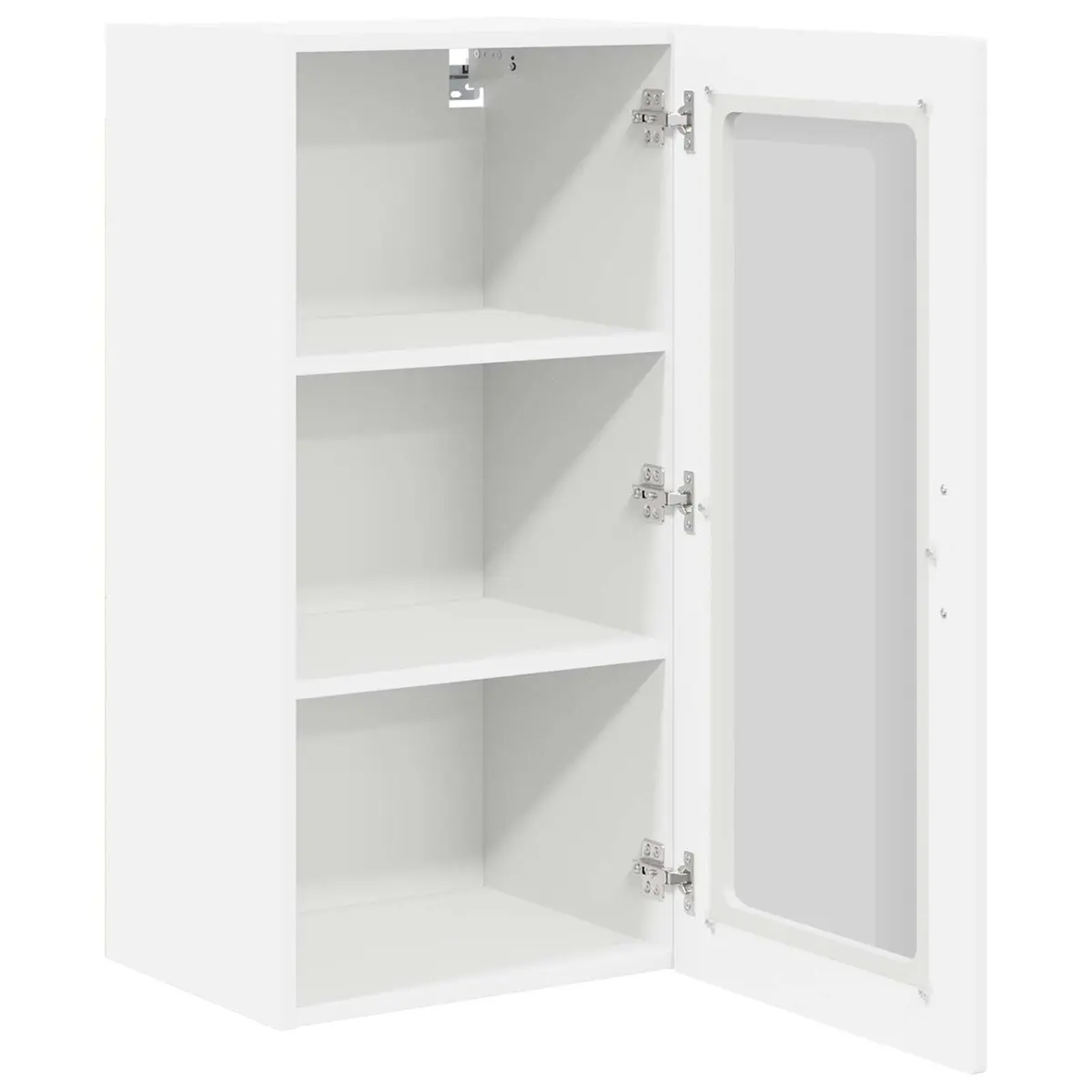 Wall Glass Cabinet PORTO White Kitchen Storage 40 x 31 x 80 cm Set of 2