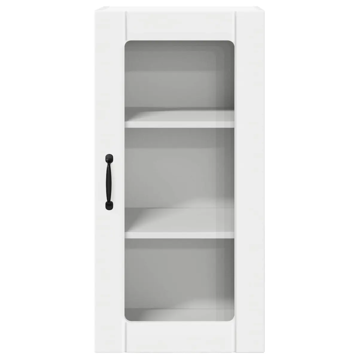 Wall Glass Cabinet PORTO White Kitchen Storage 40 x 31 x 80 cm Set of 2