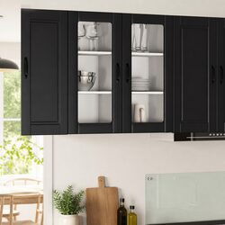 Ideal Wall Storage with PORTO Black Glass Cabinet