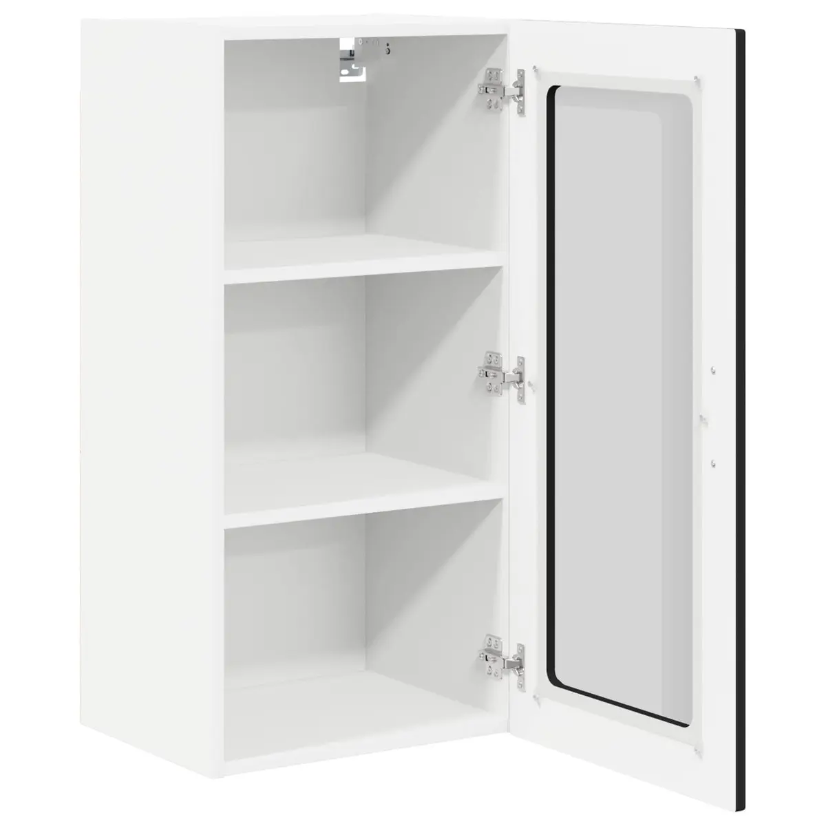 Black Glass Storage Cabinet 40x31x80cm Engineered Wood Wall-Mounted Kitchen Unit with Multiple Shelves and Compartments
