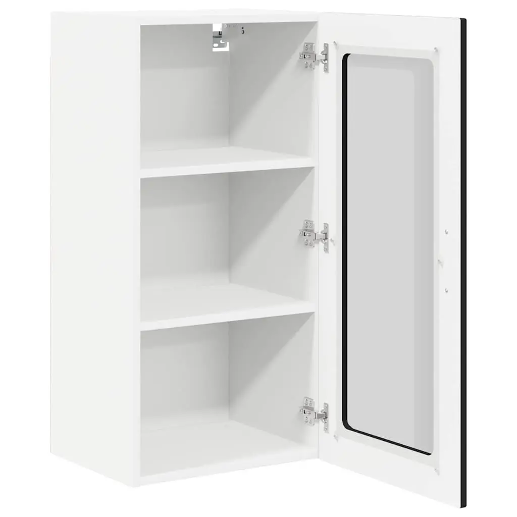 Wall Glass Cabinet 2 pcs Black Kitchen Storage Cupboard Wall Mounted Display