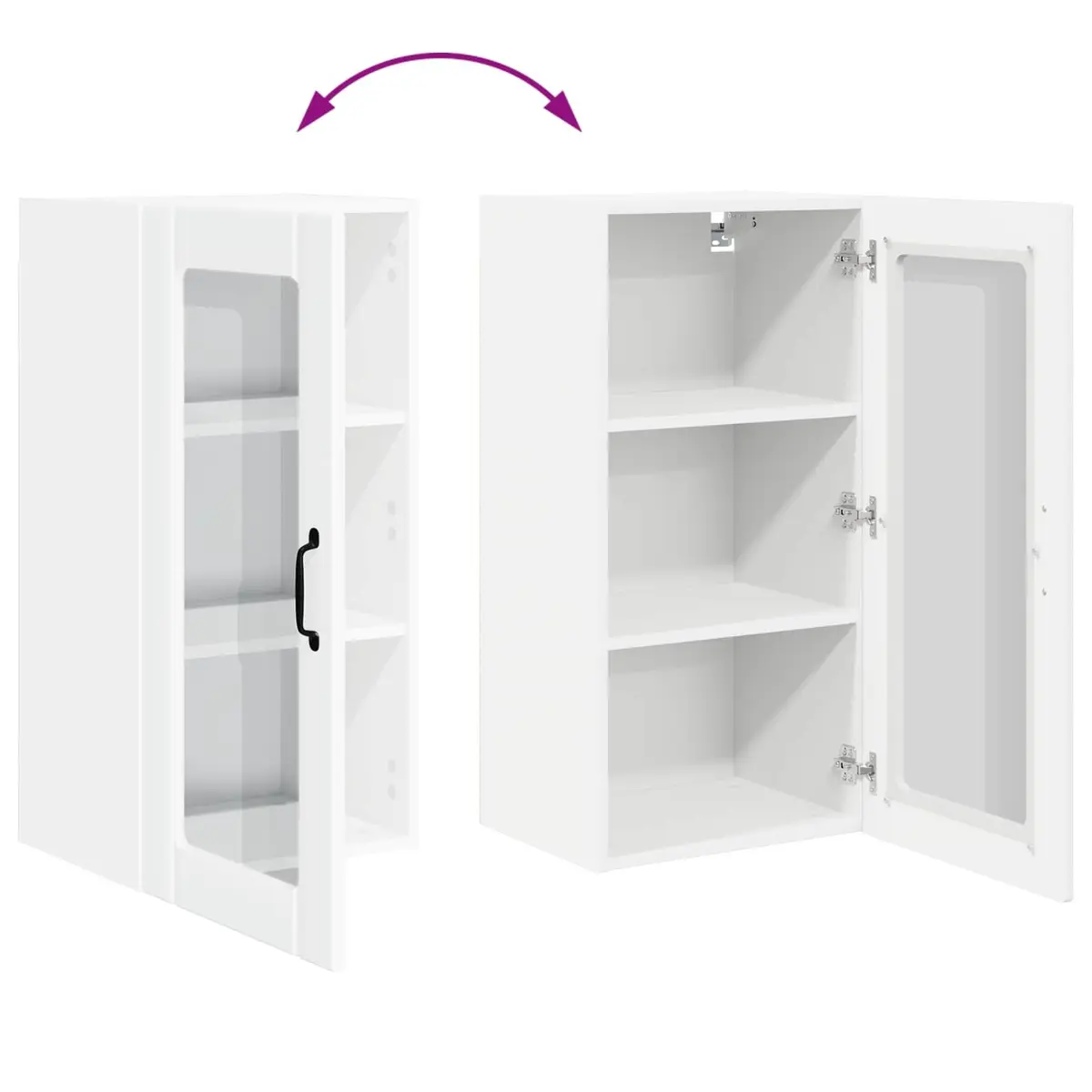 Wall Cabinet High Gloss White Engineered Wood with Shelves and Compartments 40x31x80cm