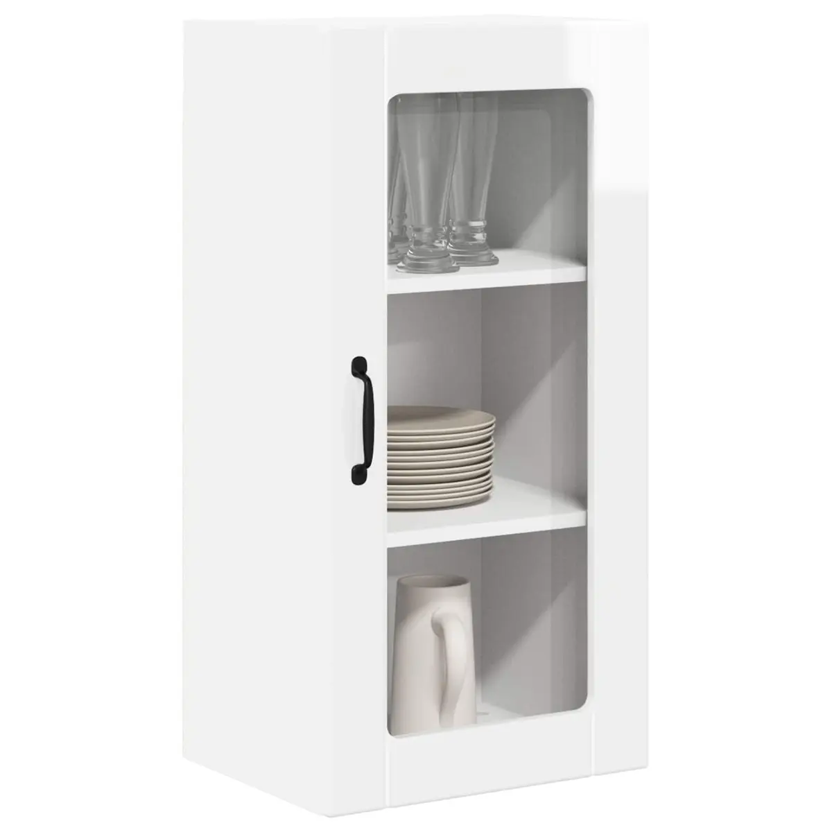 Wall Cabinet High Gloss White Engineered Wood with Shelves and Compartments 40x31x80cm