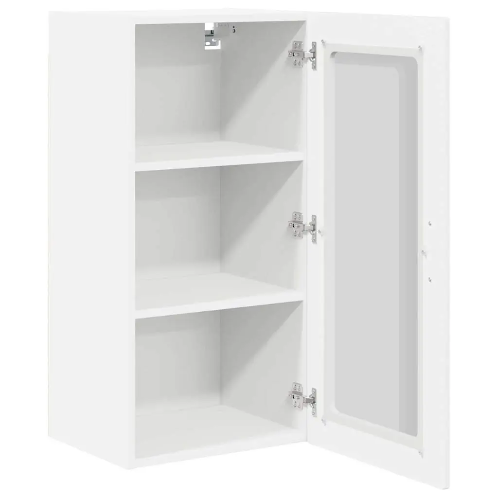 Wall Cabinet High Gloss White Engineered Wood with Shelves and Compartments 40x31x80cm
